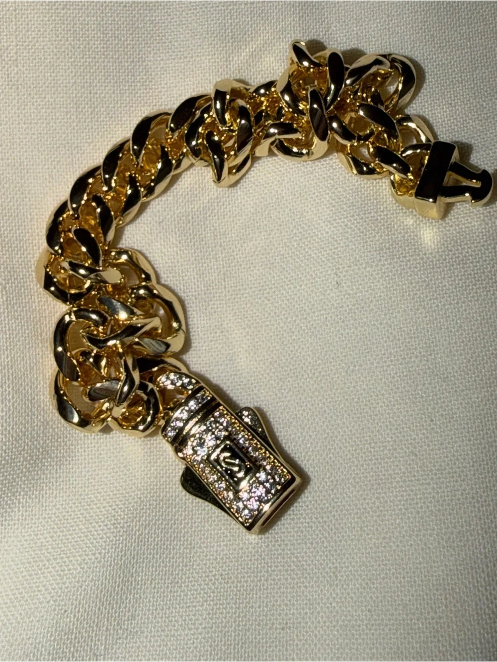 NEW MONACO 14K GOLD HOLLOW CUBAN WOMEN’S BRACELET - Picture 9 of 10